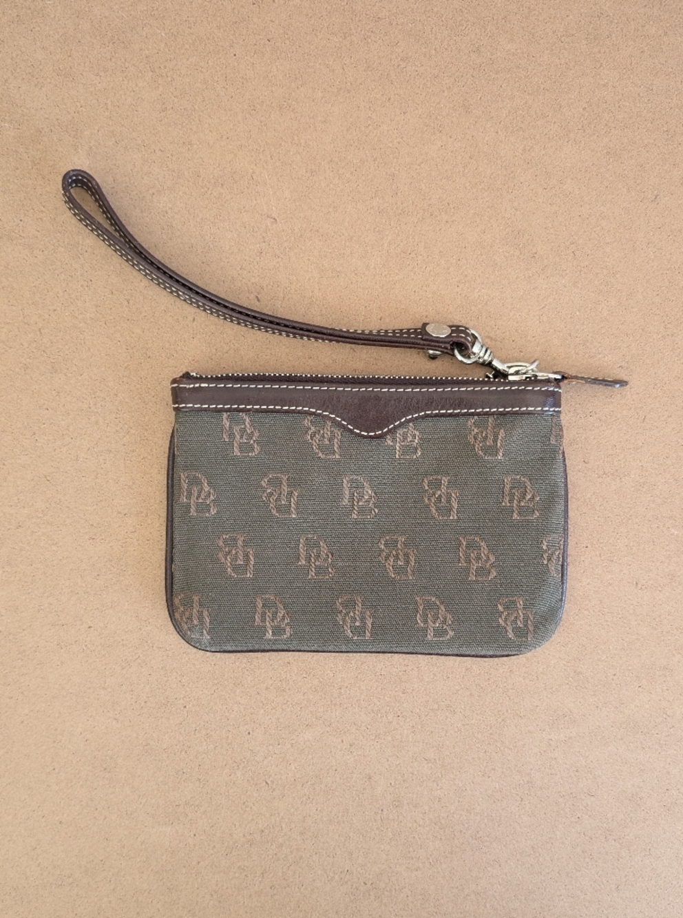 Dooney & Bourke Monogram Canvas & Leather Wristlet, Brown